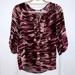 NEW YORK & COMPANY BLOUSE Top W/ Tie Collar Size XS